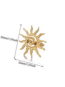 1Pc Retro Sun Opening Rings For Women Gold Color Stainless Steel Geometric Ring Summer Travel Party Jewelry Gifts