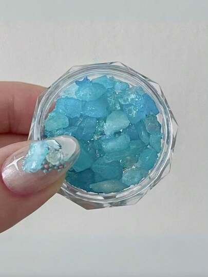 1/2pcs Asymmetrical Blue Glitter Nail Art Decorations, Iridescent Nail Accessories DIY Nail Materials