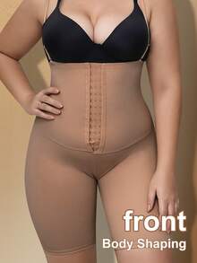 Short moulant GRANDE TAILLE Gaine amincissante sans couture pour les cuisses avec contrôle du ventre et bretelles réglables pour femmes - Camel - Voir 2