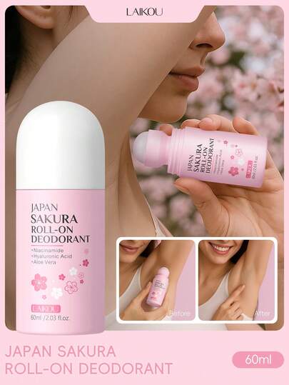1支莱寇日本樱花走珠止汗露 60ml，持久留香，保湿止汗，适合日常使用，便携易用，是旅行、露营、徒步、户外活动的理想之选
