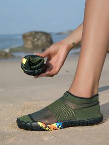 ZVB Couples Water Shoes Suitable For Barefoot Lovers, Soft-Soled Women's Beach Shoes For Swimming, Diving, Outdoor Quick-Drying Summer Sandals, Fishing Water Shoes, Non-Slip Breathable Wading Shoes - Army Green - View 3