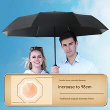 Fully Automatic Folding Umbrella Simple Daily Use One-Button Folding Black Plastic Sun Protection Sunny And Rainy Dual-Use Parasol - 黑色 - 查看 4