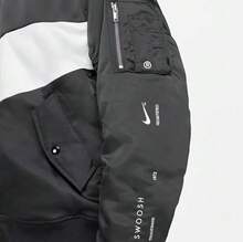 Nike Men's Comfortable Stand-Up Collar Double-Sided Wear Bomber Jacket Baseball Jacket Cotton Coat - Black and White - View 9