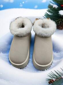 Women's EVA Thick Bottom Bow Tie Design Warm Slip-Resistant Flat Casual Shoes, Suitable For Autumn/Winter - White - View 6