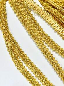 1pc 5 Yards Elegant Gold & Silver Thread Wavy Lace Trim Ribbon, 0.8cm Wide, Apparel, Party, Gift, Home Decor Edging Accessory - Multicolor - View 3