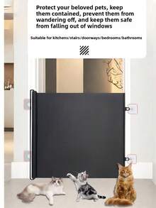 Retractable Pet Door Cat And Dog Safety Fence Puppy Barrier Net Indoor Baby Gate Folding Pet Fence No Drilling Retractable Gates For Kids Or Pets For Doorway Stairs Balcony