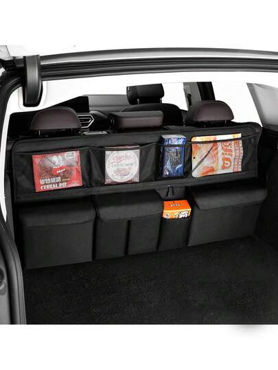 1pc Oxford Cloth Car Trunk Storage Bag, Multi-Function SUV Backseat Organizer Hanging Net Pocket