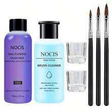 Professional Monomer And Brush Cleaner Set For Acrylic Nail Systems – Fragrance-Free, Fast-Dissolving Gel Residue Remover, Acrylic Nail Extension And Carving – Complete Manicure Tool Care Kit - Multicolor - View 9