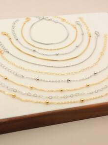 10/5pcs Gold & Silver Minimalist Multi-Element Bracelet Set, Women Jewelry Accessories, Everyday Wear