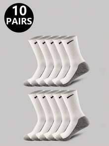 5 Pairs/10 Pairs/20 Pairs Of Men's Casual Socks, Medium Length Socks, White Socks, Winter Socks, Black Socks,Sports, Two Styles To Choose From (Thin/Thick)