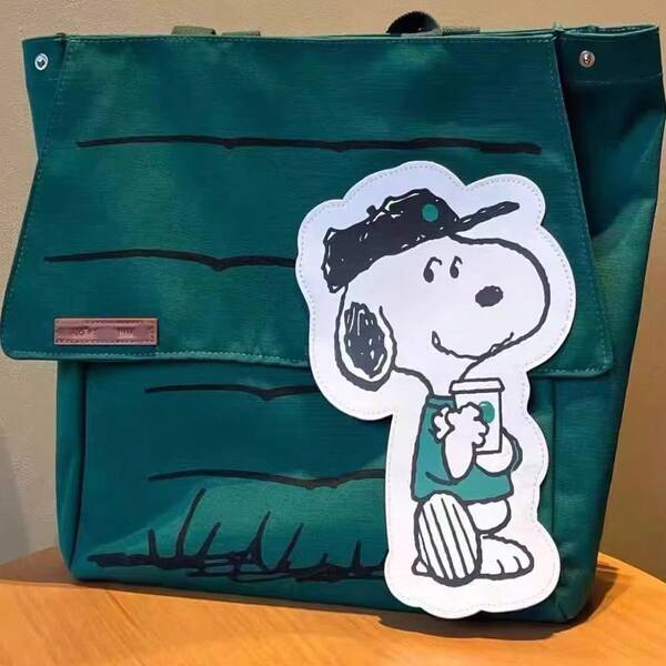 SNOOPY 1 pieza Nueva bolsa de lona grande con estampado de Snoopy, estilo casual y perezoso, fresca y pequeña, bolso de hombro para viajes de chicas
