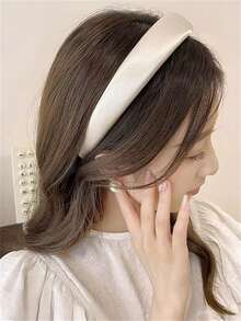 1pc Women's Elegant Satin Wide-Banded Headband, High Crown Pressure Hair Accessory, Suitable For Dresses, Daily Outfits, Bohemian Elegant Hair Decoration, Hair Band, Hair Hoop