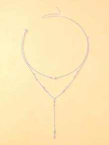 1 件女士欧美风格全水晶星星珍珠双层 Y 形流苏颈链 - 六芒星 - 查看 11