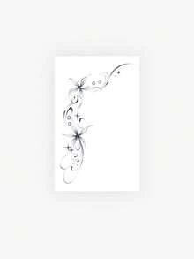 1张防水、防汗、可水洗的临时纹身贴纸，PVC材质，个性化高端设计，ins风情侣纹身贴纸，百合花肩部时尚图案，适合日常使用 - 黑色 - 查看 4