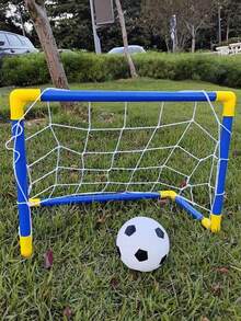 1 套成人足球球门柱，室内/室外可折叠便携式训练设备，包括球泵（泵型号随机）户外网格运动玩具足球门，室内塑料球框，折叠运动便携式移动门框折叠门框，移动足球门框