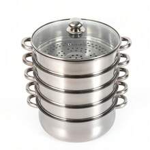 5 Layer Stainless Steel Steam Cooker Steamer Set Pan Cook Pot With Glass Lid - Silver - View 10