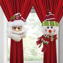 Christmas Curtain Tiebacks Cute Plush Santa Snowman Curtain Holdbacks For Living Room Decoration