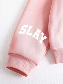 Tween Girl Graphic Print Thermal Lined Hoodie Sweatshirt, Warm & Comfortable For Autumn/Winter