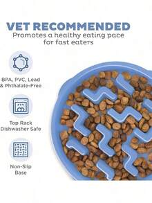 Outward Hound Fun Feeder Slo Bowl, Large Slow Feeder Dog Bowl, 4 Cups, Purple - 藍色 - 查看 8