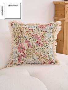 1 pieza Funda de cojín decorativa con estampado floral jacquard rosa, estilo vintage de granja, para decorar la sala de estar, el sofá, el dormitorio, el jardín, el exterior, el automóvil, adecuada para la decoración de otoño e invierno, la mesa de comedor, las fiestas y días festivos