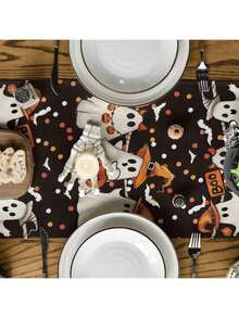 1 pièce Décoration de table d'Halloween, citrouille Jack-O'-Lantern, fantôme, toile d'araignée, chat noir, points, décorations intérieures et extérieures pour la maison, la cuisine et la salle à manger pour les fêtes