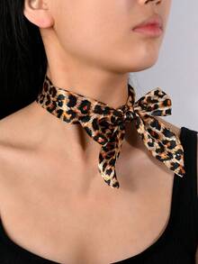 1 件波西米亚风格蝴蝶花卉豹纹波尔卡圆点丝带领带项链，适合女性夏季度假、日常休闲、派对、生日或圣诞节的理想礼物（图案随机） - 彩色 - 查看 3