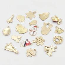 15/10 piezas Accesorios para decoraciones de Navidad DIY, sombreros, guantes, llaveros, adornos de Papá Noel y renos, para manualidades DIY, formas navideñas, scrapbooking y elaboración de joyas (estilos aleatorios)