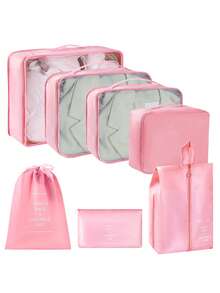 7pcs/Set Travel Packing Cubes Luggage Organizer Bags For Clothes, Shoes, Underwear