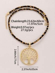 1 Pc Bohemian Bold Minimalist Statement Pendant With Leopard Print Cord Necklace, Suitable For Daily Outings, Christmas And Birthday Gifts