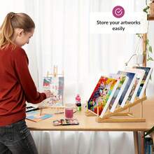 5/3层竹制展示架——坚固耐用，节省空间，可垂直悬挂展示油画和丙烯画——艺术家工作室装饰收纳架，竹制工艺品装饰品。竹制书架，易于组装，方便在床边或书桌上存放书籍。多功能竹制收纳架。