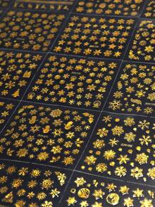 30sheets/Set Mixed Glod Snowflakes Nail Stickers Christmas Self Adhesive Nail Art Stickers Snowflake Design 3d Stickers Decals Decoration Nails - Gold - View 2