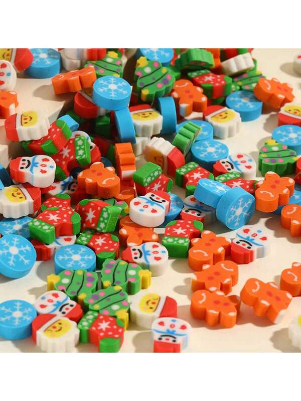 1Set10pcs Christmas Gift Children's Eraser/Student Christmas Eraser Small Gift/Holiday Reward Gift (Random Color)
