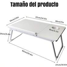 Mesa de Noche Plegable, Mesa de sofá para portátil con portavasos, Mesa portátil para portátil y Ranura de inclinación Ajustable en 5 Niveles para Comer, entretenerse, estudiar y Trabajar - blanco cálido - Ver 6
