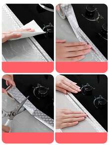 1卷长防水密封胶带，厨房炉灶防油胶带，台面防霉胶带，耐高温铝箔胶带，厨房和浴室配件 - 銀色 - 查看 6