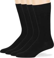 Men's Bamboo Crew Dress Socks 4-Pack, Breathable & Seamless - Black - View 1