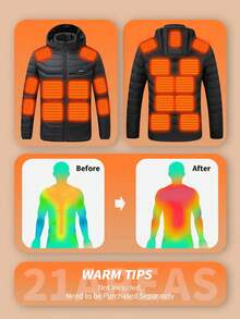 21 Zone Heating Jacket, Men & Women USB Heated Vest, Warm Clothing, Motorcycle Camping Winter Gear (Power Bank Not Included)