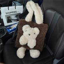 Borsa a tracolla in peluche con orsetto teddy, grande capacità, morbida e soffice