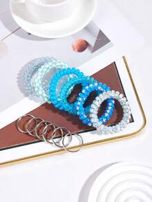 1pc/7pcs Small And Convenient Bright Surface Colorful Spring Wrist Coil Keychain, Coil Bracelets Keychain, Coil Keychain, Stretchable Spiral Bracelet Wrist Coil Key Chains School Car Accessories Cute Goth Y2k Bag Accessories Lanyards With Id Holder Car Accessories Bag Charms Car Teacher Friend Sister Gift Ideas - Multicolor - View 24