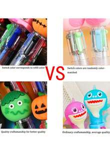 10 pièces - Stylos mini multicolores d'Halloween en 1 stylo à bille Halloween 4-en-1 mignon, stylo citrouille sorcière effrayante sorcière squelette. Convient pour les faveurs de fête d'Halloween, les cadeaux de friandises ou de fête d'anniversaire