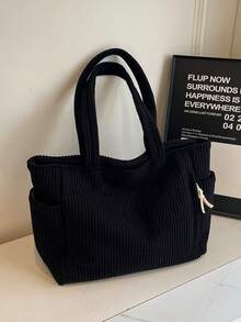 Torba typu tote z kordu, duża pojemność, nowa torba na ramię, torba szkolna do college'u, torba do szkoły