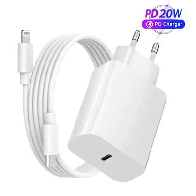 20W Fast Charging Wall Adapter + 6.6ft/200cm High-Efficiency Data Transfer Charging Cable, Compatible With IPhone 14 Pro Max/14 Pro/14 Plus/14/13/12/11/XS/XR/8/7/6, IPad, Series Charger Phone Charger High Output Power