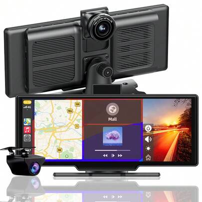 EE-ACE E-ACE 10.26 英寸无线 CarPlay 和 Android Auto，行车记录仪前置 4K ADAS，行车记录仪前后置 1080P，行车记录仪音频 AUX GPS 导航仪表盘车载记录仪