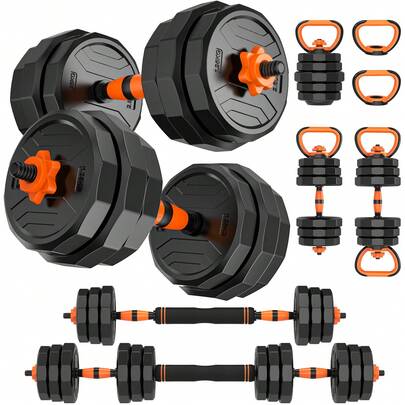 GIKPAL 66lb 6-In-1 Adjustable Dumbbells Set Free Weight Set With Connector Used As Barbell, Kettlebells, Push Up Stand, Fitness Exercises For Home Gym Suitable Men/Women