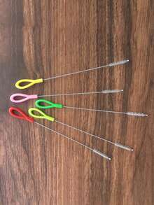 3pcs/5pcs Set Reusable Stainless Steel Cleaning Brush, Suitable For Cleaning Glass, Silicone, Metal Straws, Kitchen Supplies (Random Delivery)