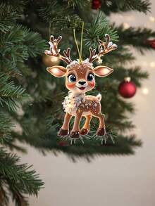 5pcs Christmas Reindeer Decoration - Cute Reindeer Design, Suitable For Festive Decorations On Many Occasions, Suitable For Christmas Trees And Cars, Christmas Decorations, Christmas Tree Decorations, Home Decorations - Multicolor - View 2