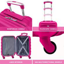 Flight Knight Hard Shell ABS Medium, Large Check-In And Carry On Suitcases - SAFIR - Pink - 55x35x20cm - View 4