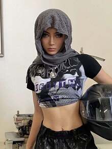 1 pieza Bufanda unisex con flecos, máscara facial de unicolor, pañuelo, accesorio versátil de triángulo, adecuado para novio, hermano, familia y accesorios de Halloween rave. Prenda de vestir cálida y suave de estilo punk callejero.