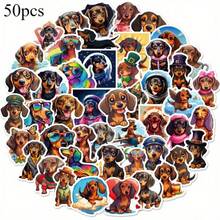 50 Dachshund Graffiti Stickers - Waterproof, Colorful And Cute Dachshund Wearing Fashionable Glasses, Hats And Holiday Outfits, Suitable For Suitcases, Phone Cases, Laptops, Helmets, Skateboards - DIY Creative Decorative Stickers, Dog Stickers, Personalized Item Customization, High-Quality Printing, Suitcase Decoration, Interesting Designs, Durable Stickers, Exclusive For Pet Lovers - 1 - 查看 4