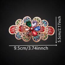 1 pieza Clip de pelo con decoración de cristal elegante estilo coreano, accesorio de pelo con pinza de primavera con estampado de flores elegante de aleación de zinc, adecuado para trabajo, viajes, fiestas, compras, citas, salidas, accesorio esencial, pinzas de garra