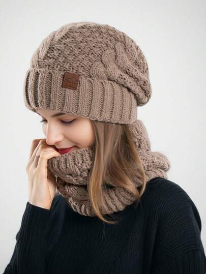 Solid Color Casual Warm Beanie Hat, Versatile For Winter Cold Weather Outfit Women Valentines Gift